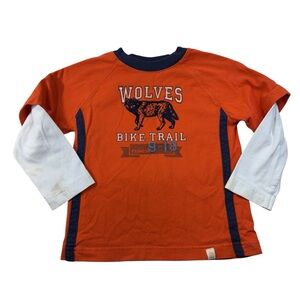 Osh Kosh Vintage Y2K Wolves Layered Look Grunge T-Shirt Youth 5 Boys Skater